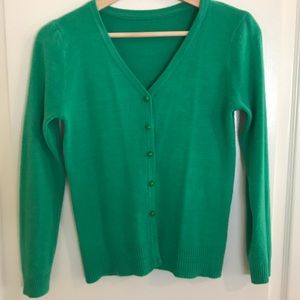Green Cardigan with cute green pearl buttons
